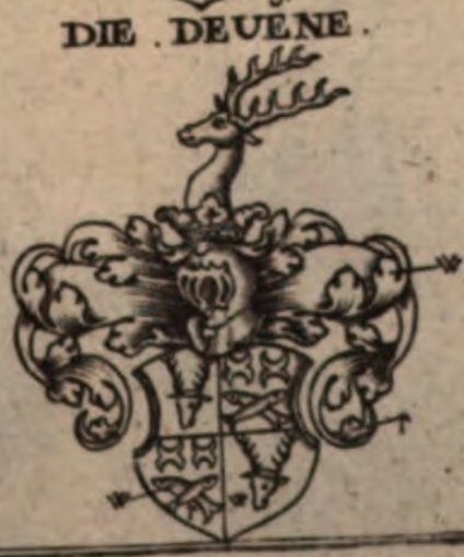 Wappen der "Devene" aus Regensburg im großen Weiglschen Wappenbuch des Jahres 1734 - in den Farben rot und silber gehalten