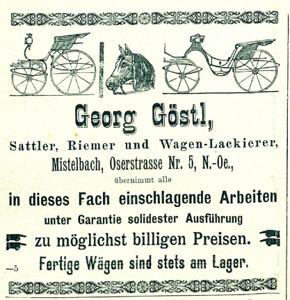 Eröffnungsanzeige im "Bote aus Mistelbach", Dezember 1898