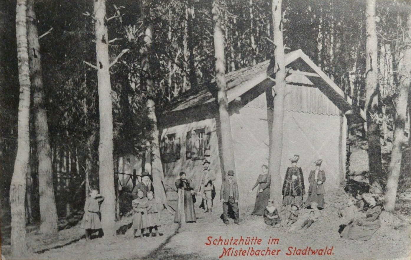 Die von Sklenar begründete erste Waldschenke im Mistelbacher Wald unmittelbar nach ihrer Eröffnung im Jahr 1906