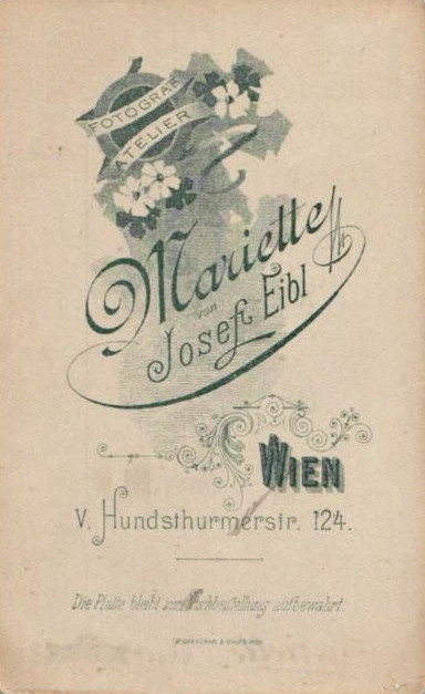 Rückseite einer Hartkartonfotografie von Josef Eibl